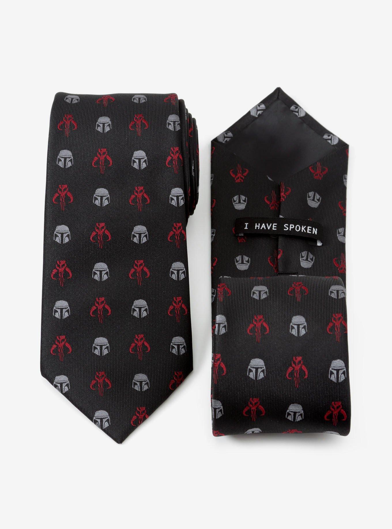 Star Wars The Mandalorian Mando Black Red Men's Tie, , hi-res