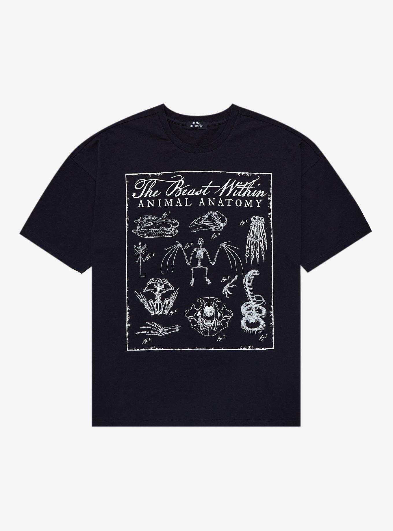 Creature Anatomy Oversized T-Shirt, BLACK, hi-res