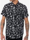 Creature Skeletons Woven Button-Up, BLACK, hi-res