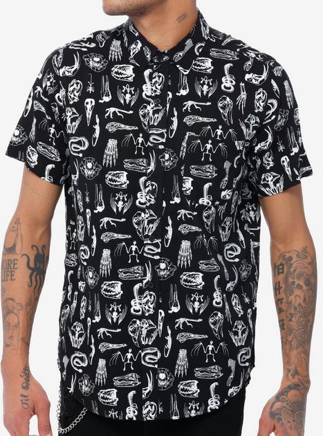 Creature Skeletons Woven Button-Up | Hot Topic