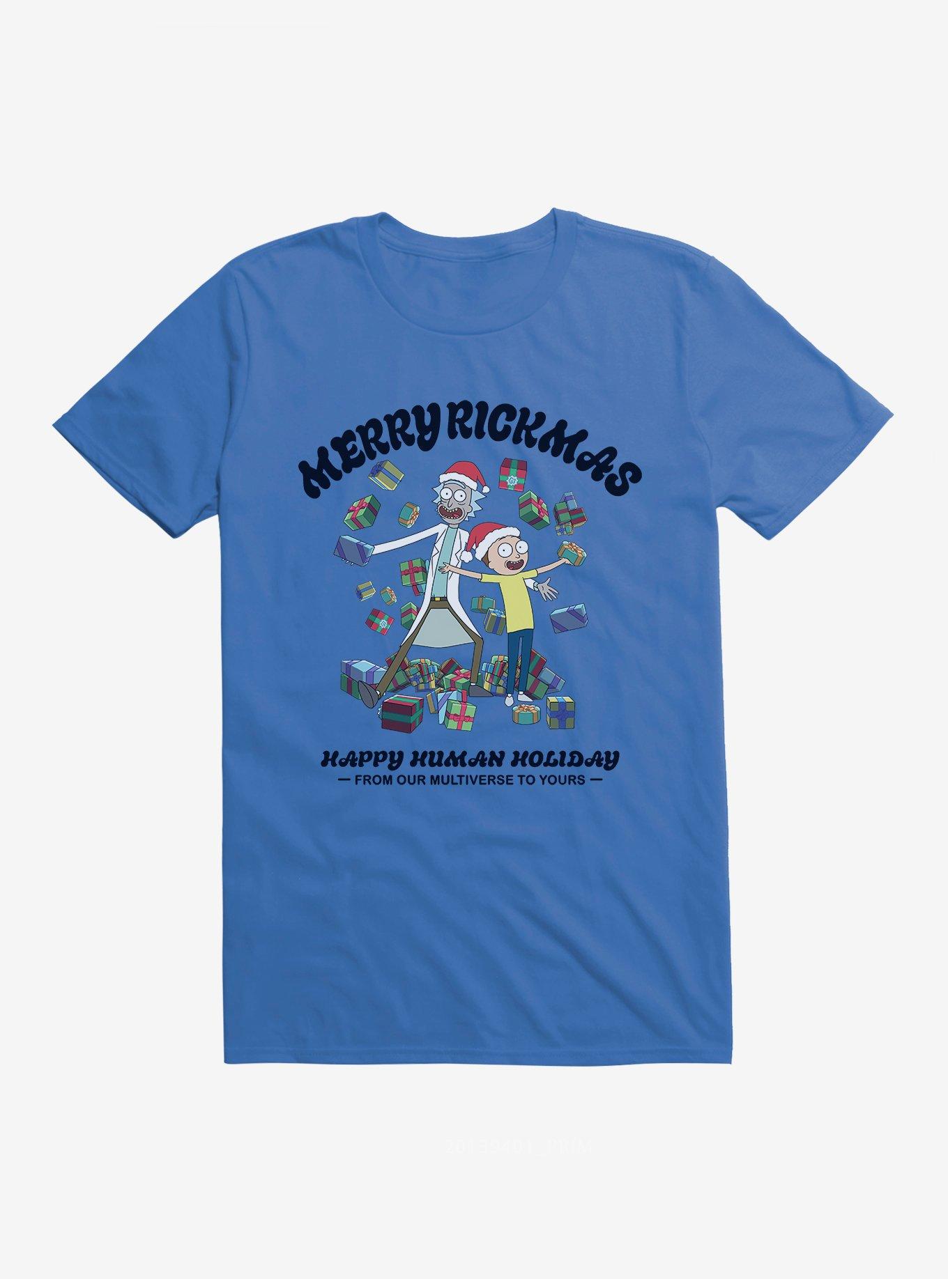 Rick And Morty Happy Human Holiday T-Shirt, ROYAL BLUE, hi-res