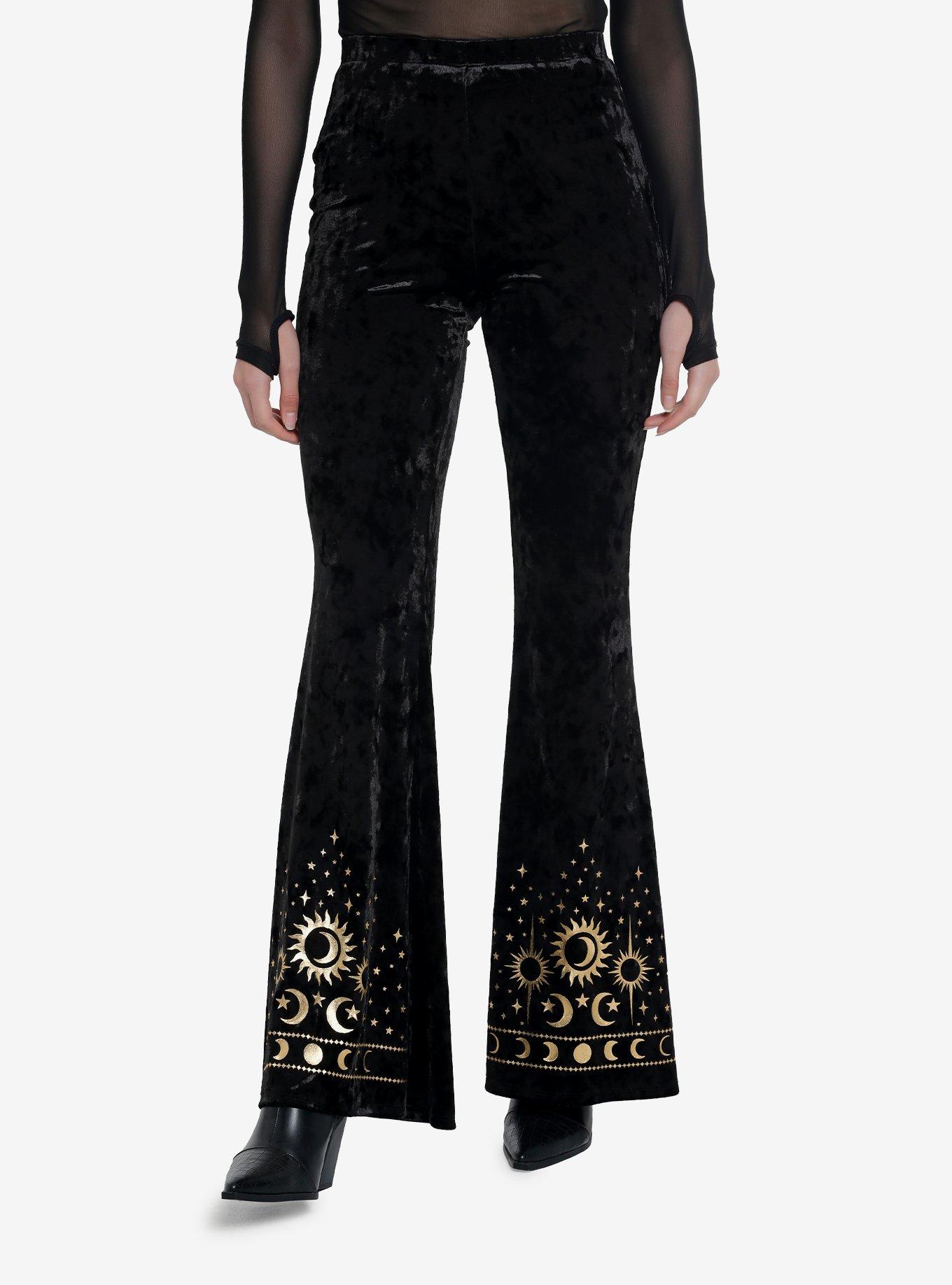 Hot Topic Black Velvet Sun & Moon Flare Leggings Plus