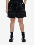 Black Grommets & Chains Girls Carpenter Shorts Plus Size, BLACK, hi-res
