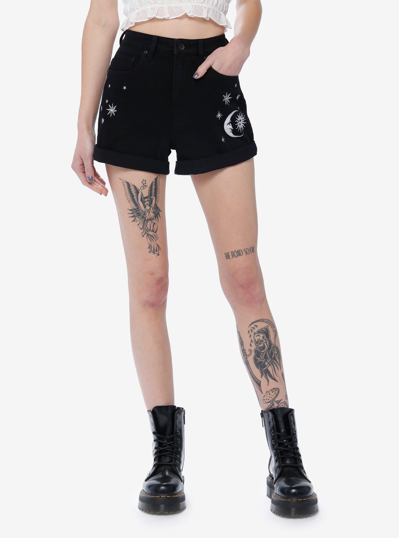Black Celestial Mom Shorts, BLACK, hi-res