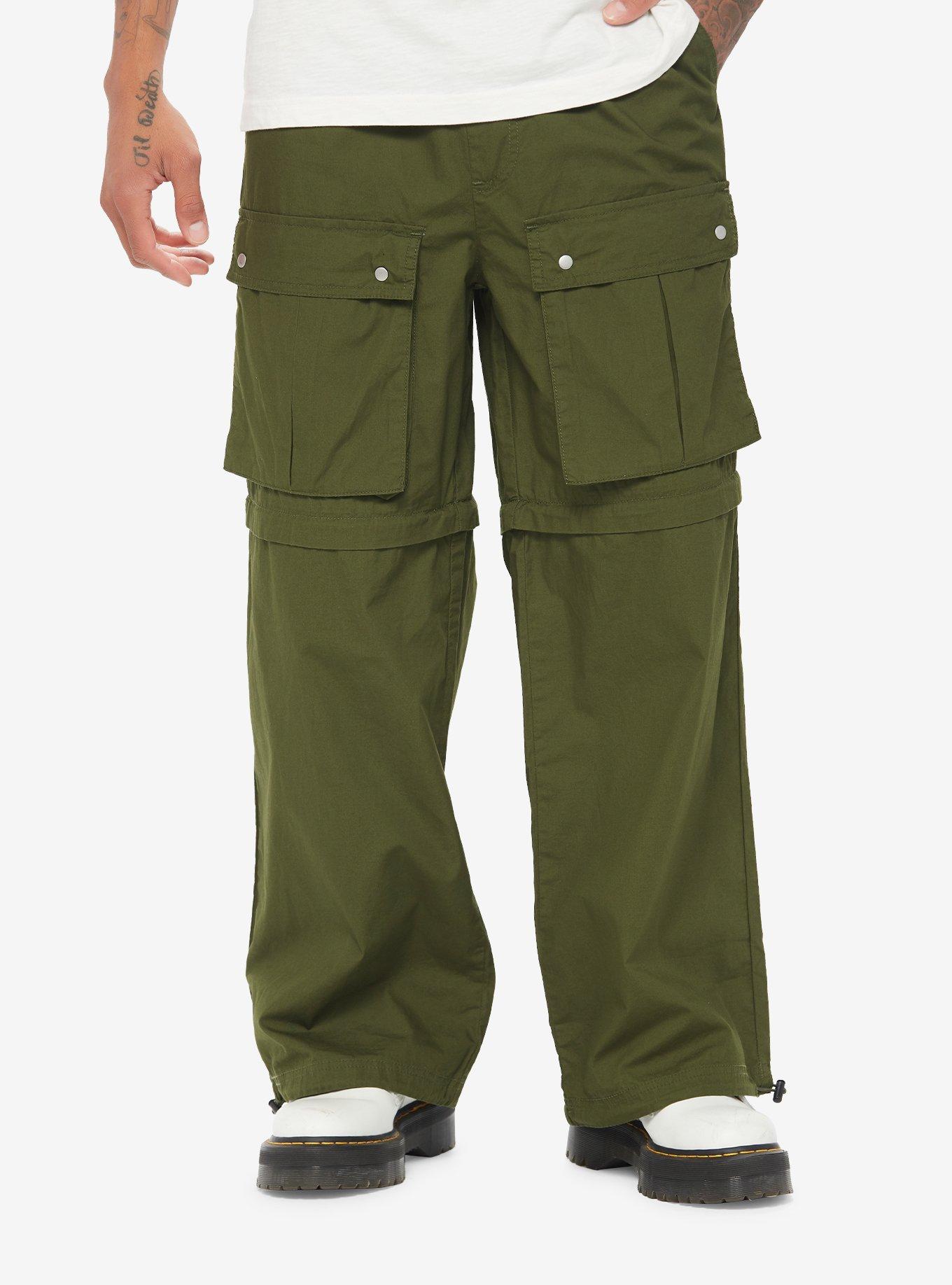 Green Cargo Zip-Off Pants, GREEN, hi-res