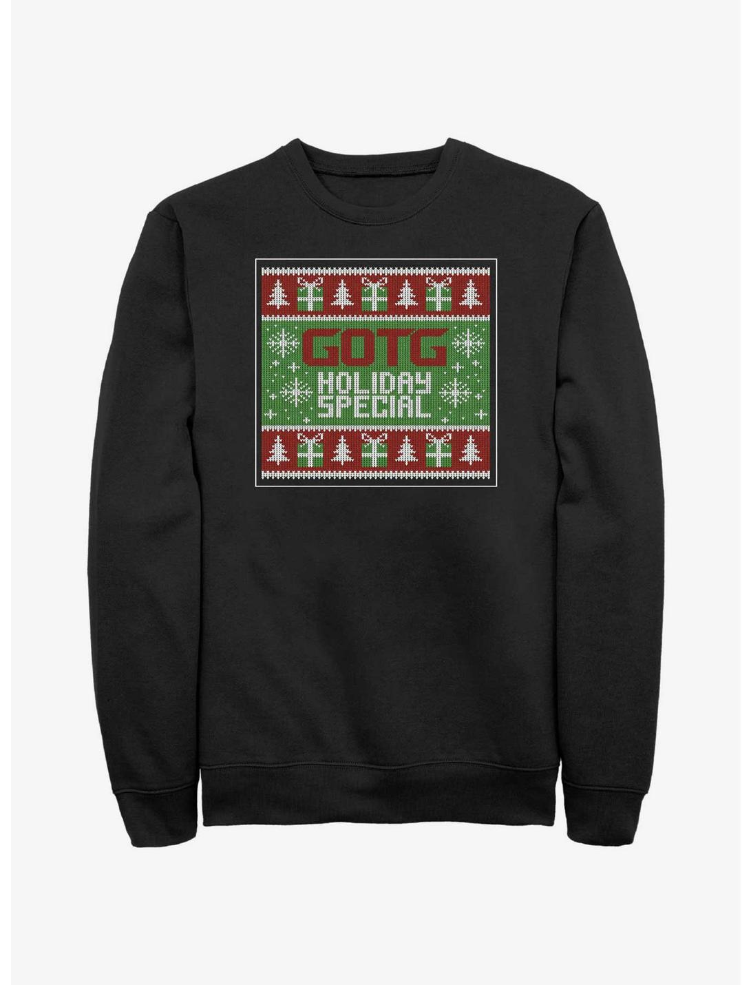 Marvel Guardians of the Galaxy Ugly Christmas Sweater Pattern Holiday Special Sweatshirt, BLACK, hi-res
