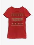 Marvel Guardians of the Galaxy Ugly Christmas Sweater Pattern Galaxy Youth Girls T-Shirt, RED, hi-res
