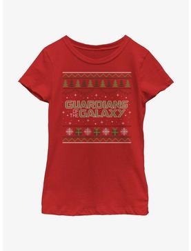 Marvel Guardians of the Galaxy Ugly Christmas Sweater Pattern Galaxy Youth Girls T-Shirt, , hi-res