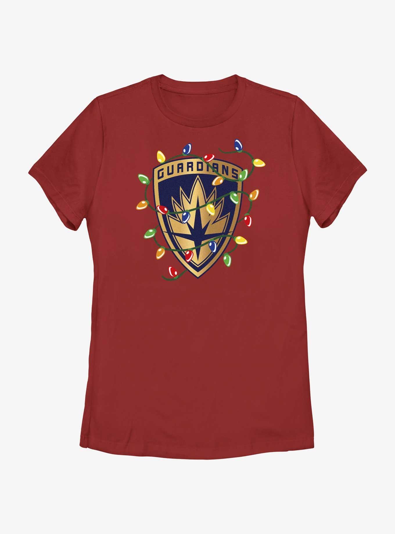 Marvel Guardians of the Galaxy Christmas Lights Badge Womens T-Shirt, RED, hi-res