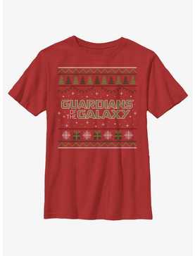 Marvel Guardians of the Galaxy Ugly Christmas Sweater Pattern Galaxy Youth T-Shirt, , hi-res