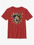 Marvel Guardians of the Galaxy Christmas Lights Badge Youth T-Shirt, RED, hi-res