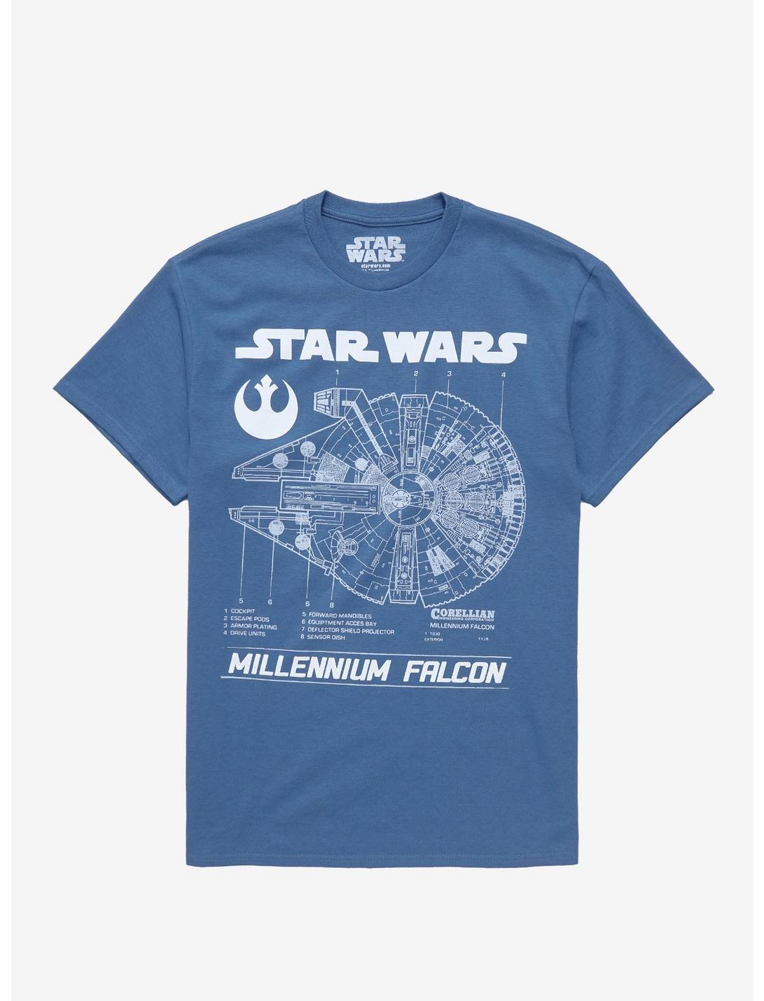 Star Wars Millennium Falcon Blue Print T-Shirt, SLATE, hi-res
