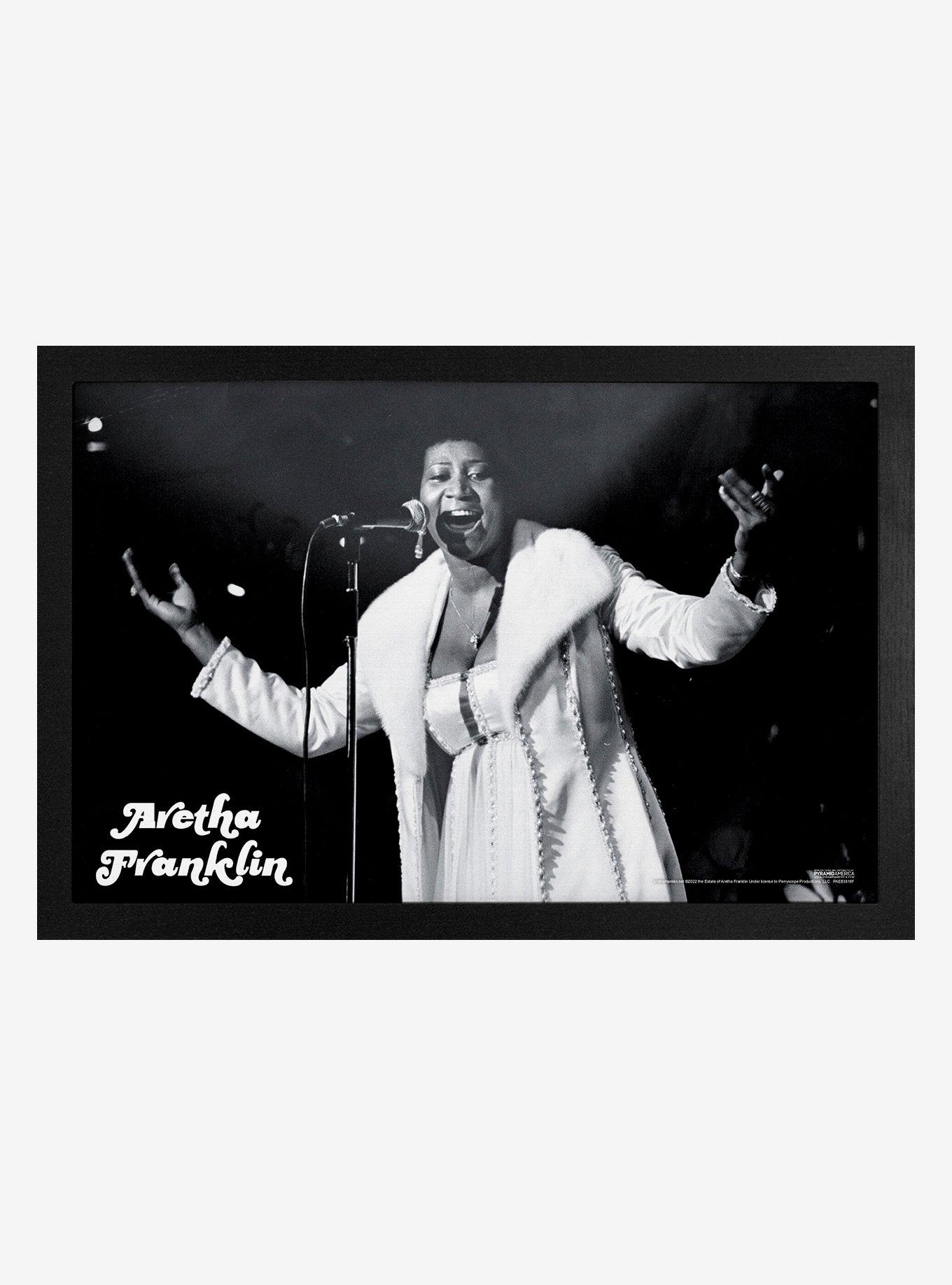 Aretha Franklin Singing Live Framed Wood Wall Art, , hi-res