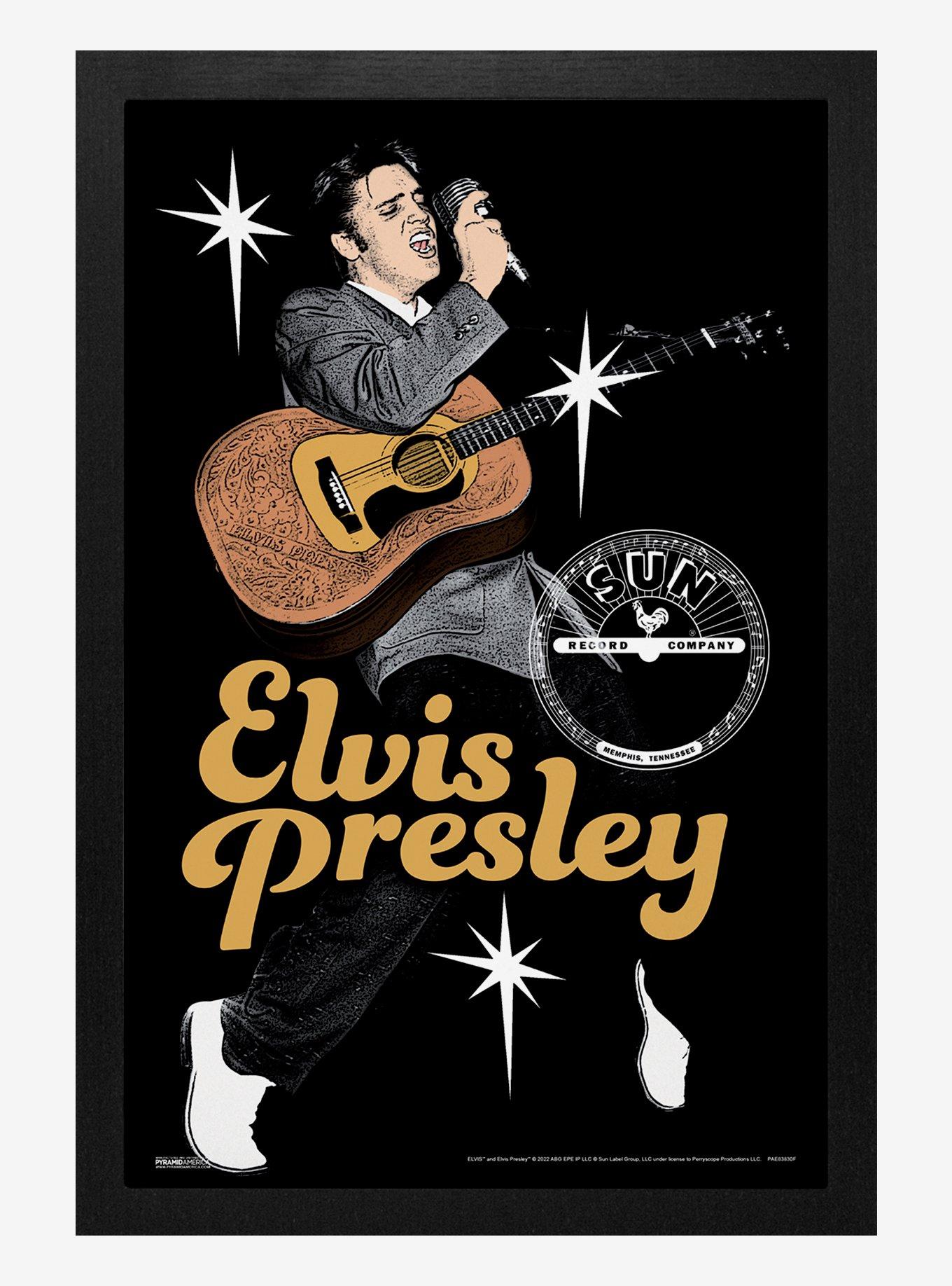 Sun Records Elvis Acoustic Guitar Framed Wood Wall Art