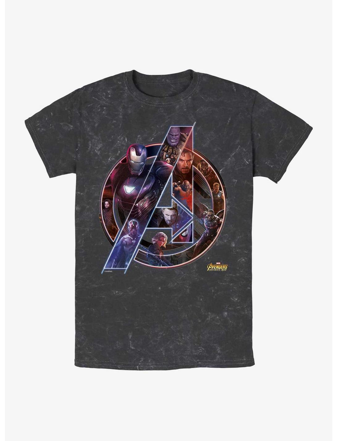 Marvel Avengers Hero Logo Mineral Wash T-Shirt, BLACK, hi-res
