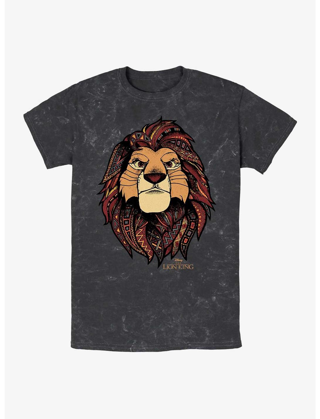 Disney The Lion King Ornate Simba Mineral Wash T-Shirt, BLACK, hi-res