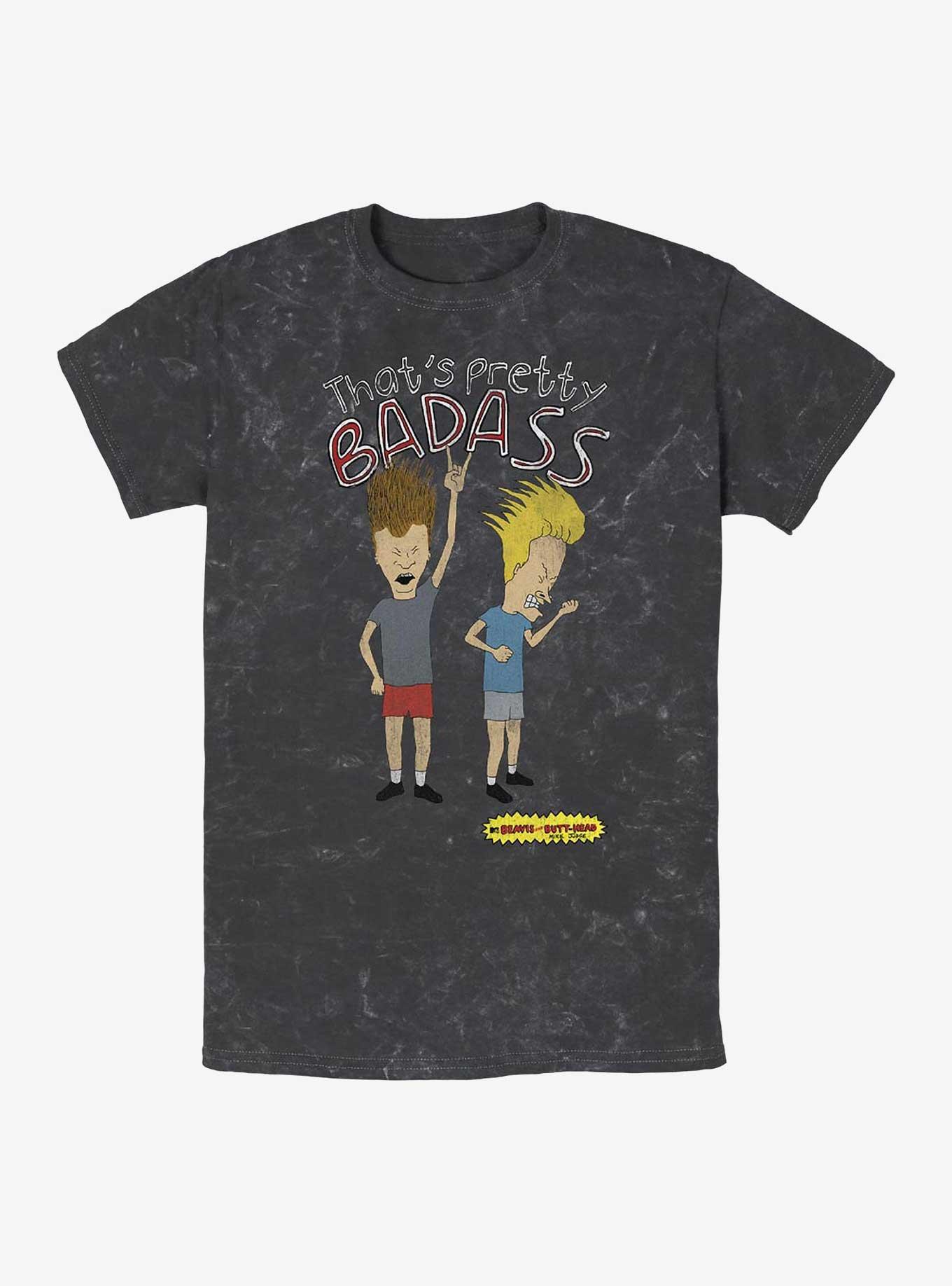 Beavis and Butt-Head That's Pretty Badass Mineral Wash T-Shirt, BLACK, hi-res