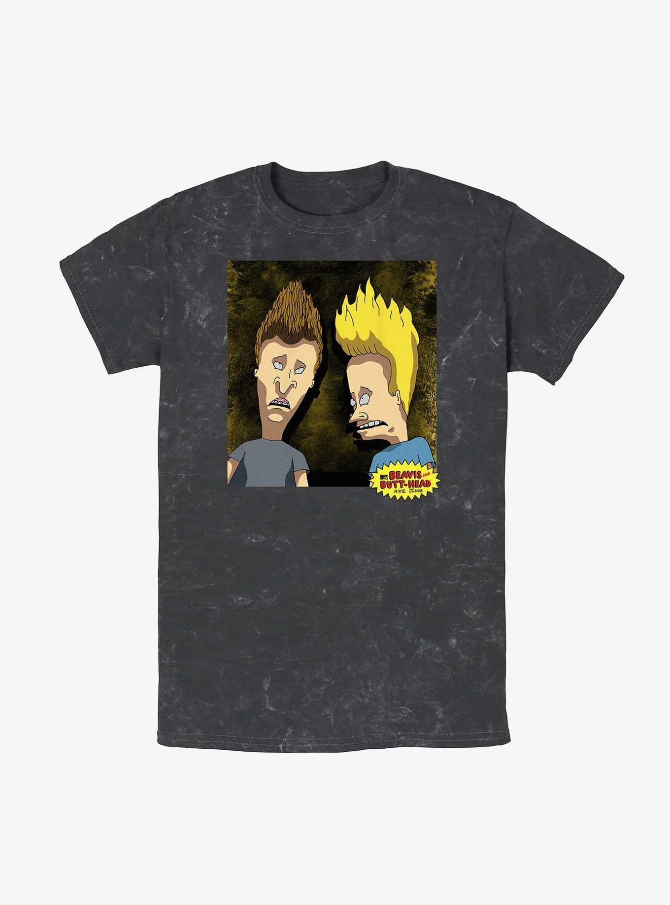 Beavis and Butt-Head Flying Mineral Wash T-Shirt, BLACK, hi-res