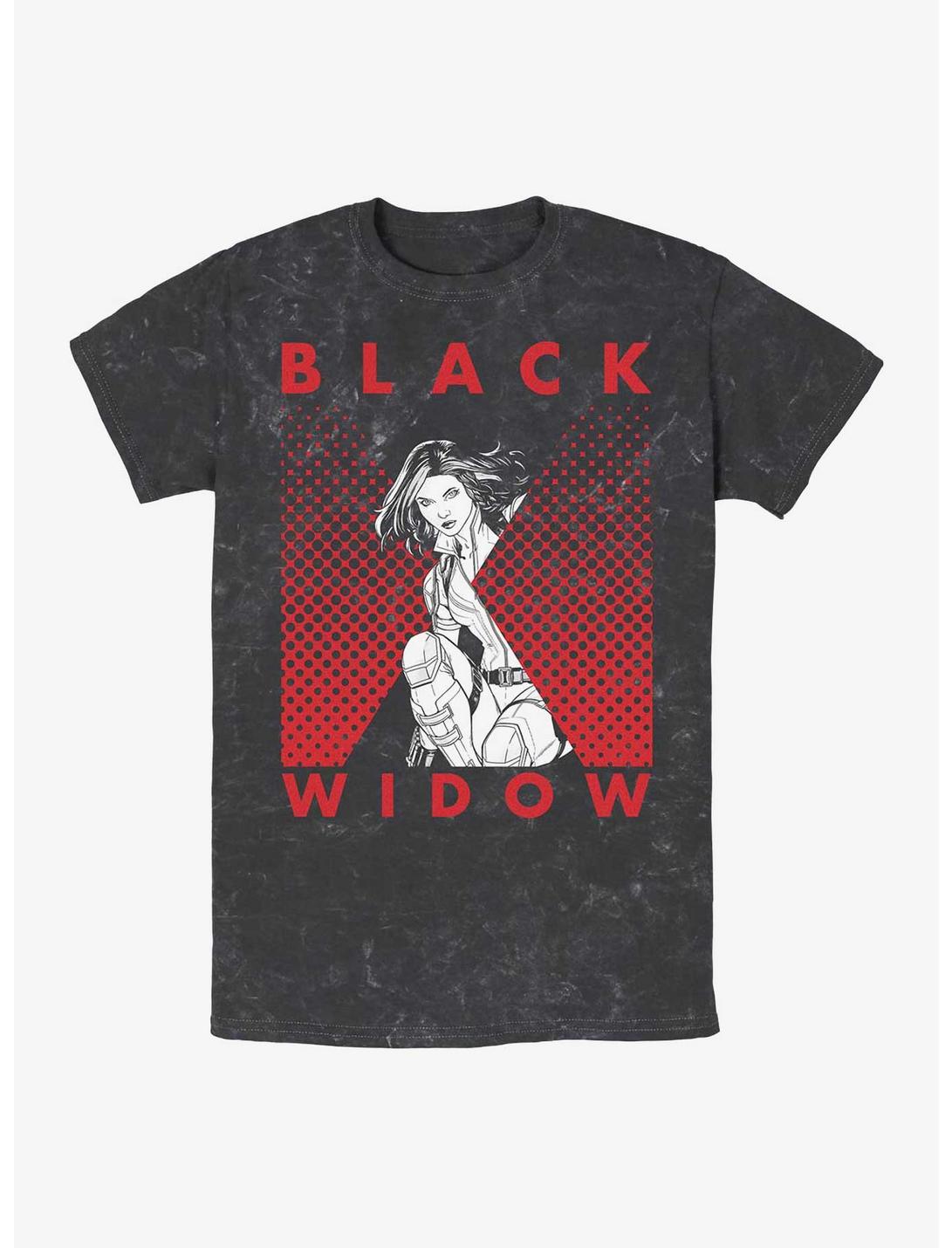 Marvel Black Widow Halftone Mineral Wash T-Shirt, BLACK, hi-res
