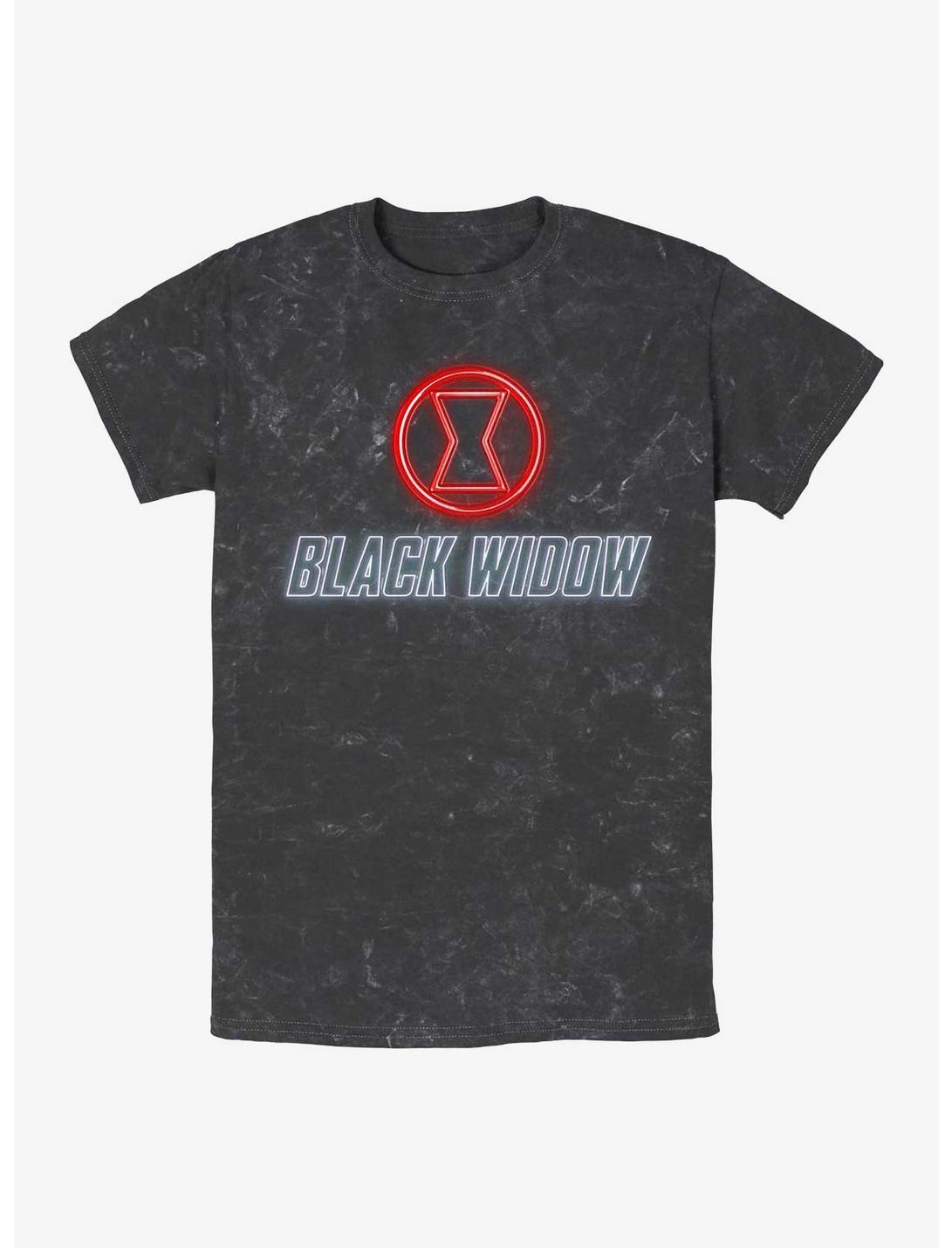 Marvel Black Widow Neon Logo Mineral Wash T-Shirt, BLACK, hi-res