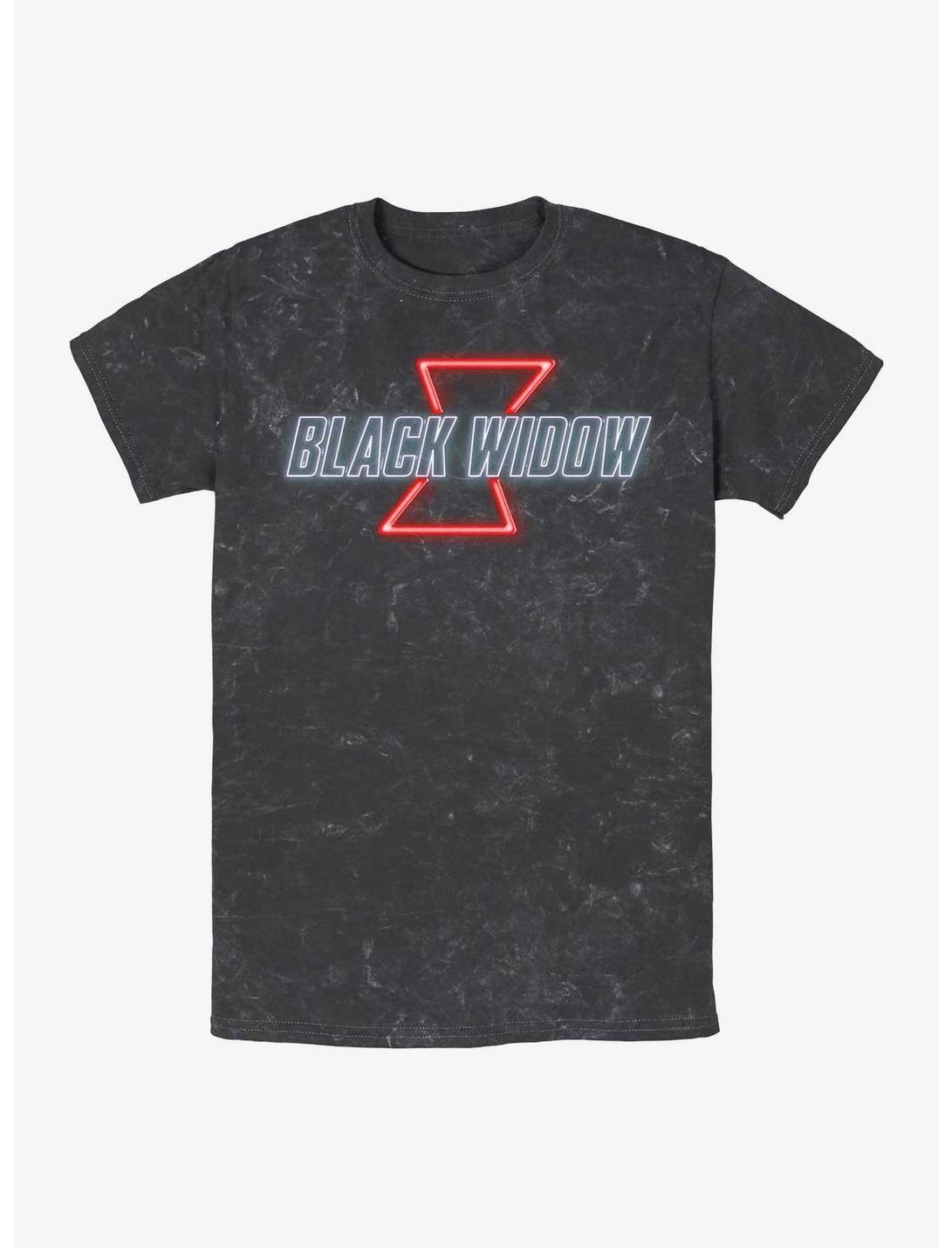 Marvel Black Widow Neon Logo Mineral Wash T-Shirt, BLACK, hi-res