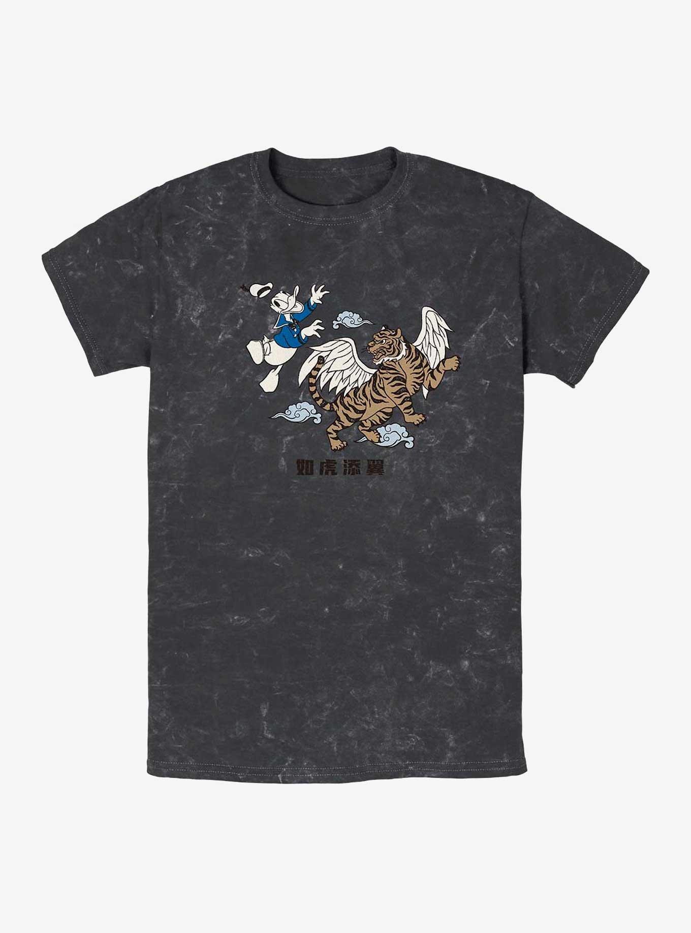 Disney Donald Duck Flying Tiger Mineral Wash T-Shirt, BLACK, hi-res