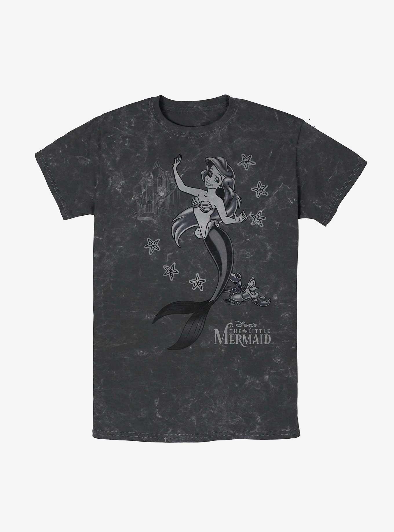 Disney Princesses Ariel and Sebastian Mineral Wash T-Shirt, BLACK, hi-res