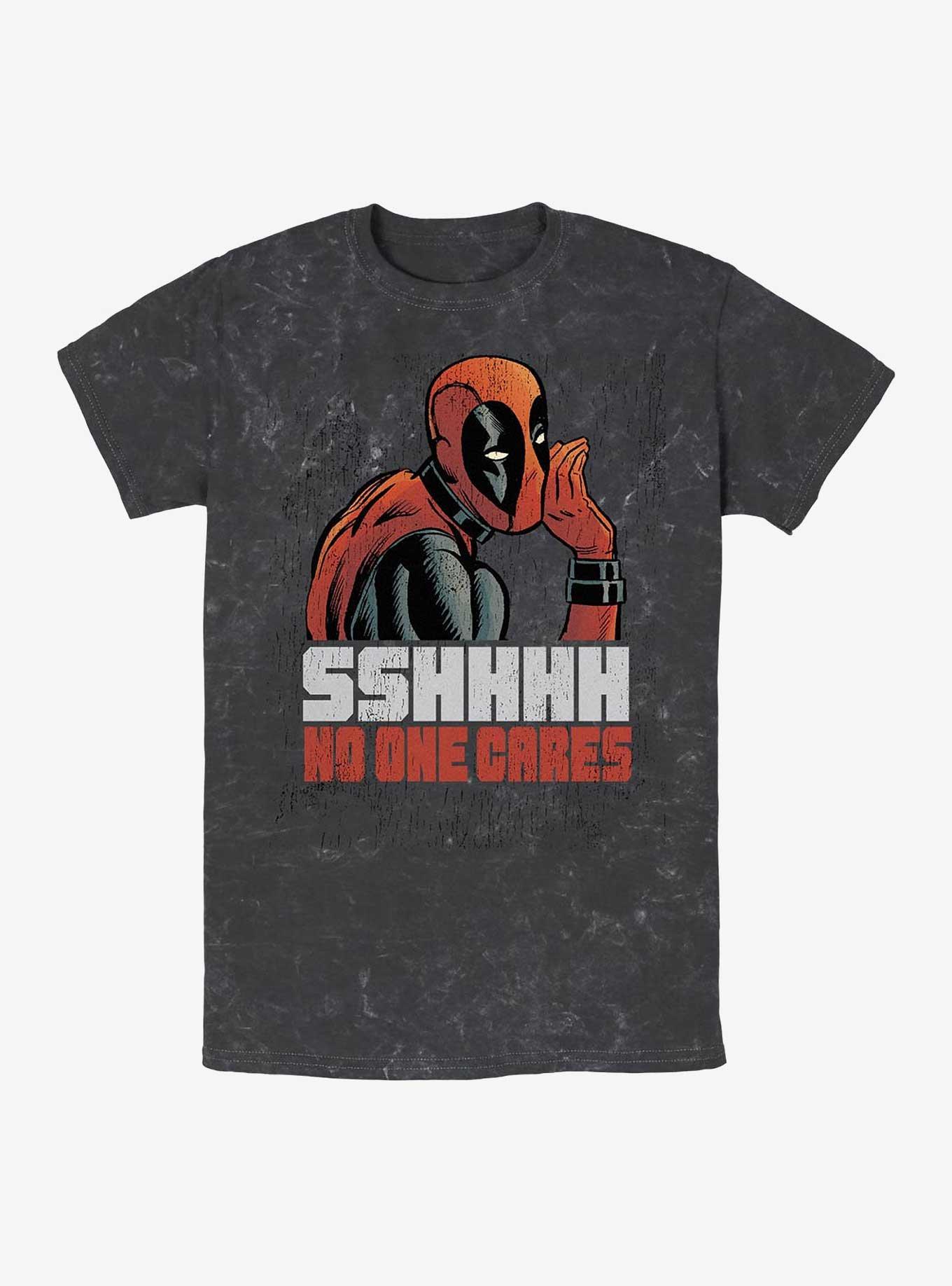 Marvel Deadpool No One Cares Mineral Wash T-Shirt, BLACK, hi-res