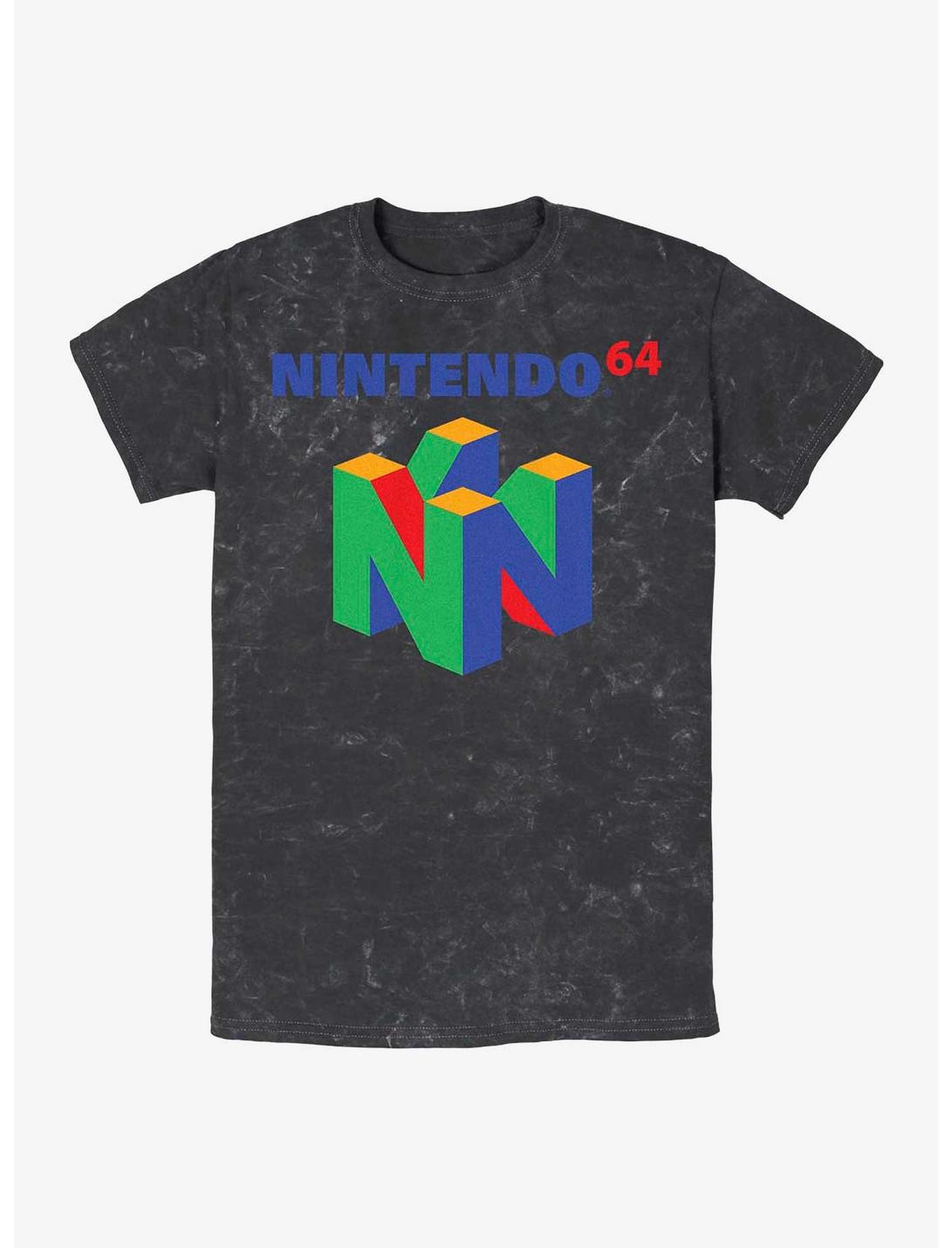 Nintendo N64 Logo Mineral Wash T-Shirt, BLACK, hi-res