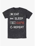 Nintendo Eat, Sleep, Game, Repeat Mineral Wash T-Shirt, BLACK, hi-res