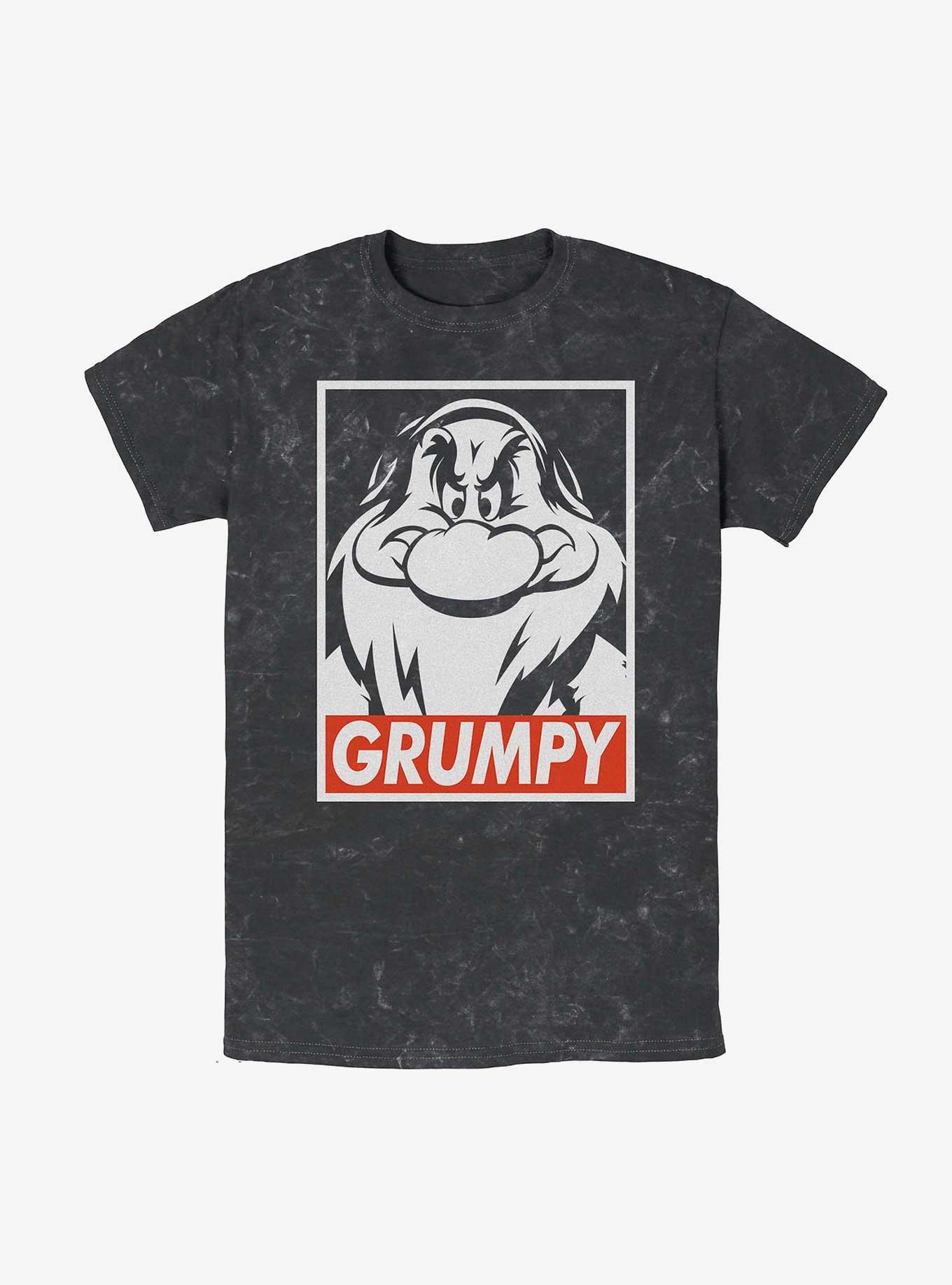 Disney Snow White and the Seven Dwarfs Grumps Mineral Wash T-Shirt, BLACK, hi-res