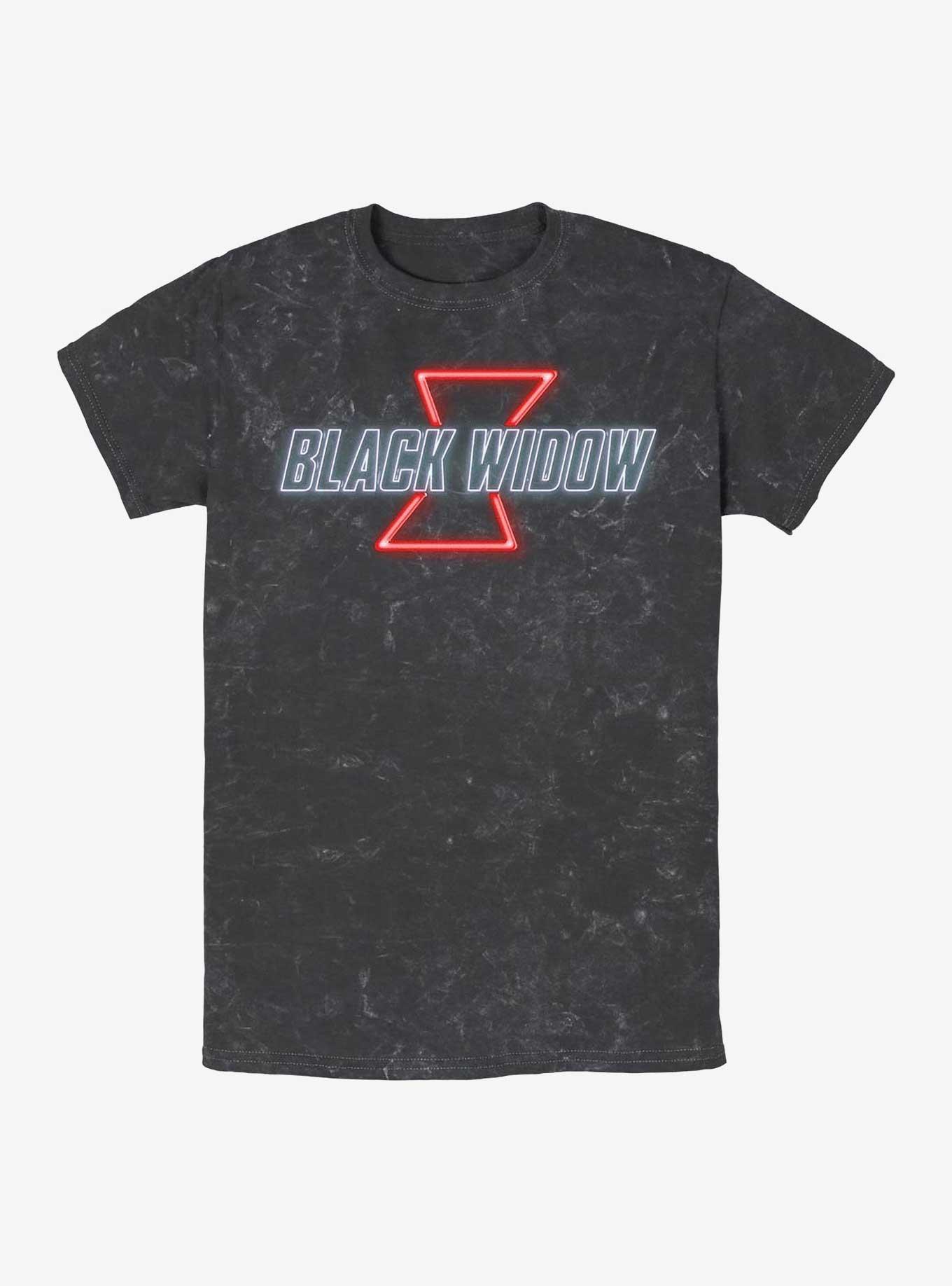 Marvel Black Widow Neon Logo Mineral Wash T-Shirt, BLACK, hi-res view 1