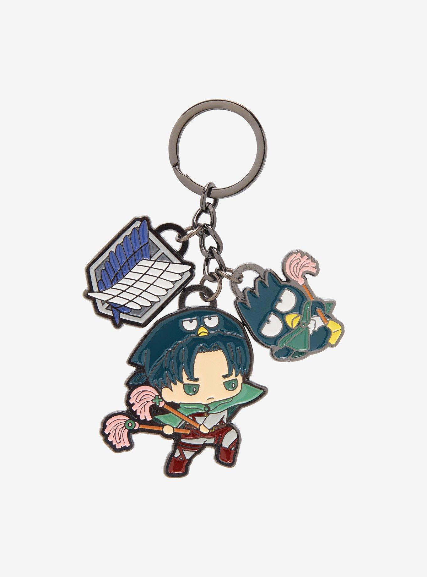 Sanrio Hello Kitty and Friends x Attack on Titan Badtz Maru & Levi Multi Charm Keychain - BoxLunch Exclusive, , hi-res