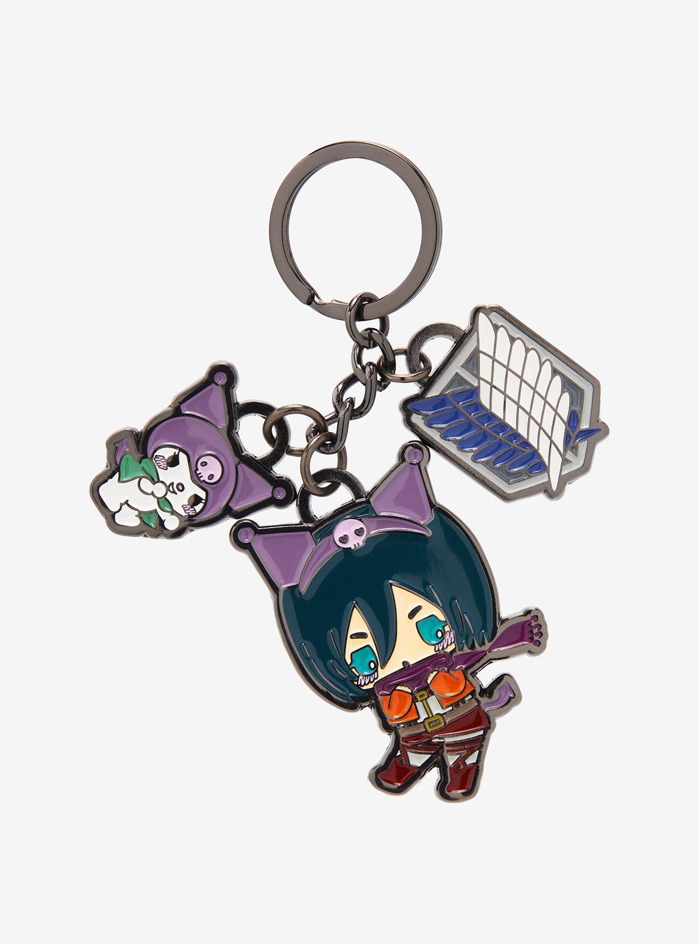Sanrio Hello Kitty and Friends x Attack on Titan Kuromi & Mikasa Multi Charm Keychain - BoxLunch Exclusive, , hi-res