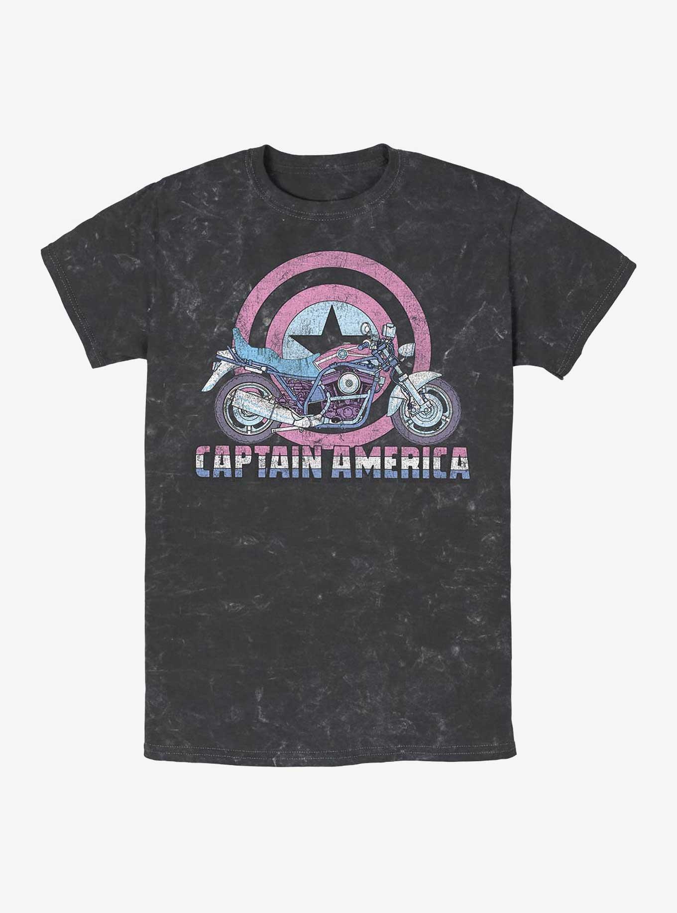 Marvel Captain America Cap's Motorcycle Mineral Wash T-Shirt, BLACK, hi-res