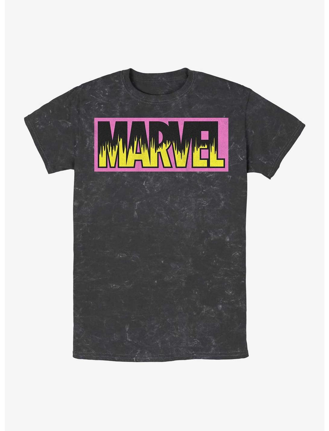 Marvel Logo Mineral Wash T-Shirt, BLACK, hi-res