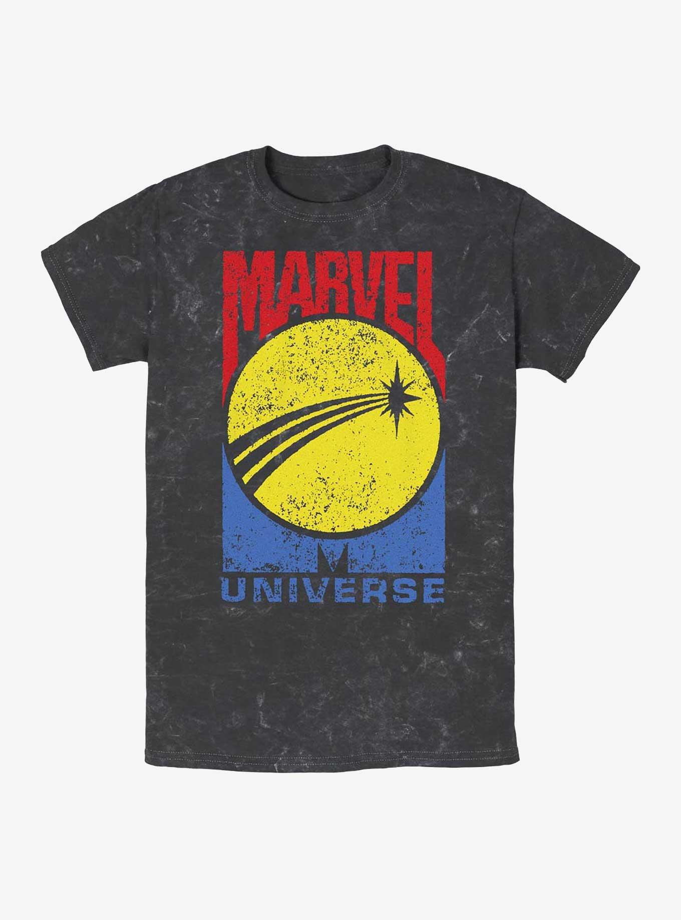 Marvel Universe logo Mineral Wash T-Shirt, BLACK, hi-res