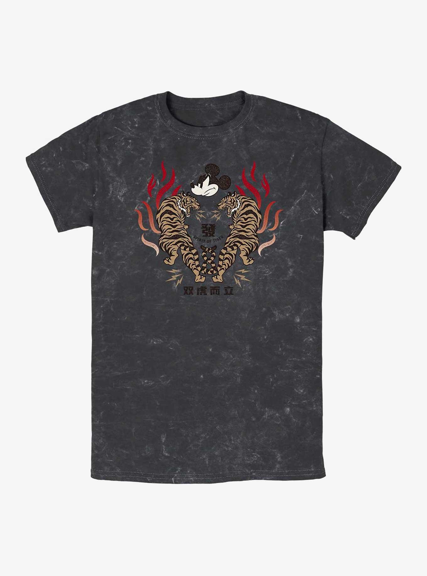 Disney Mickey Mouse Spirit of Tiger Mineral Wash T-Shirt, BLACK, hi-res