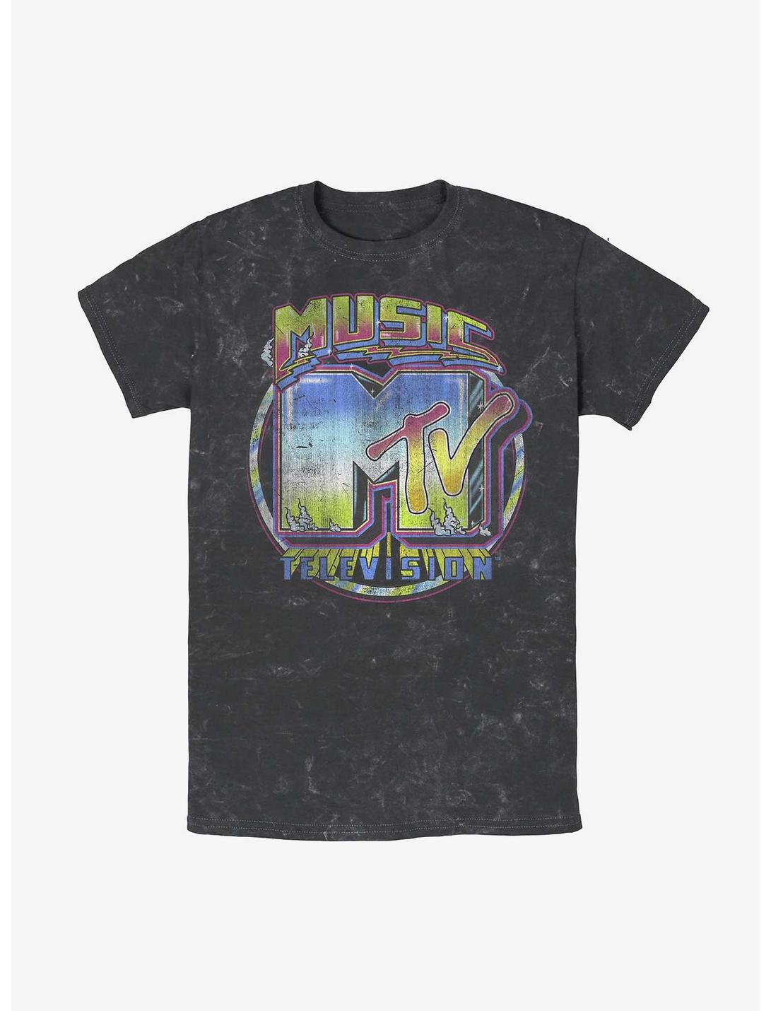 MTV Chrome Logo Mineral Wash T-Shirt, BLACK, hi-res