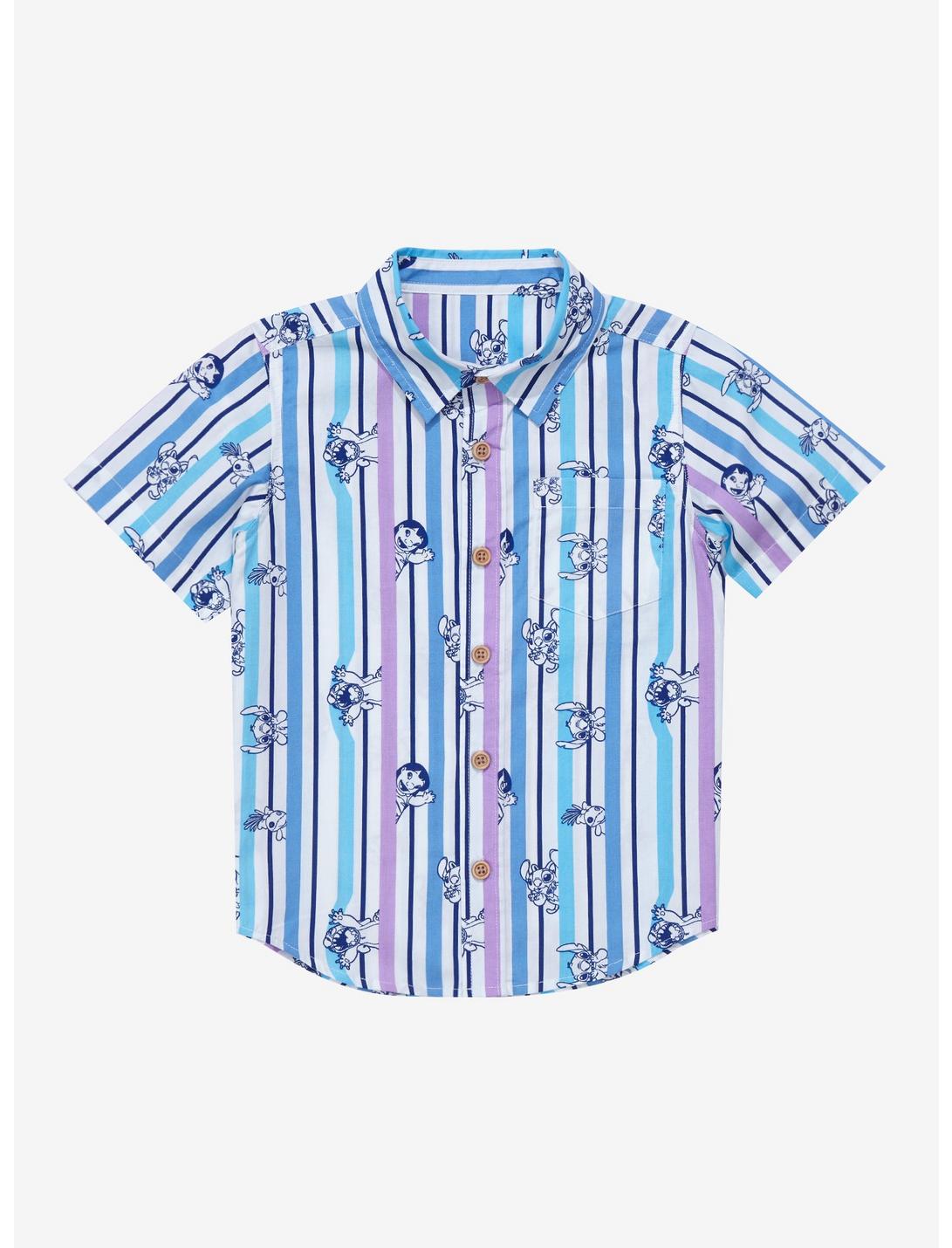 Disney Lilo & Stitch: The Series Character Striped Toddler Woven Button-Up - BoxLunch Exclusive, BLUE STRIPE, hi-res