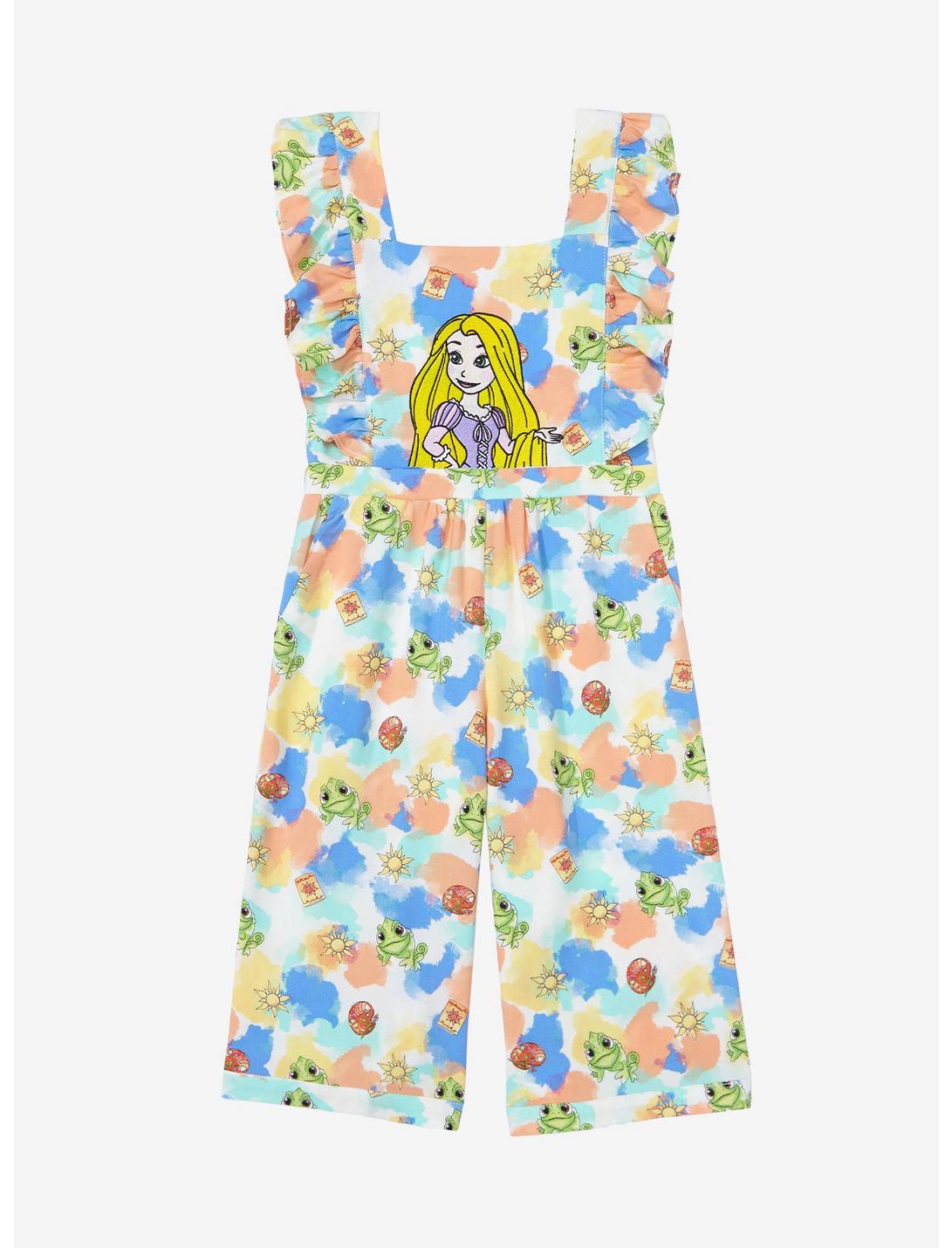 Disney Tangled Rapunzel Watercolor Allover Print   Toddler Ruffle Romper - BoxLunch Exclusive, MULTI, hi-res
