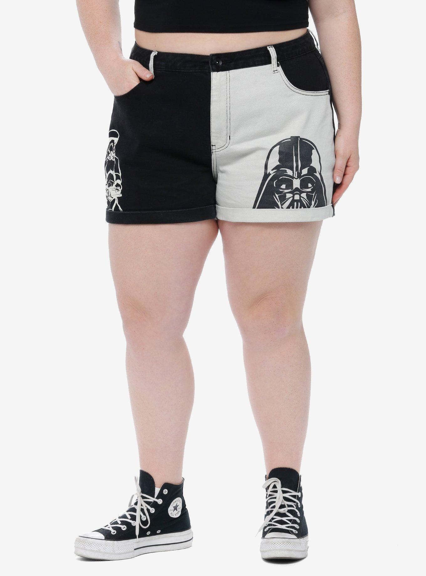 Her Universe Star Wars Vader Stormtrooper Split Mom Shorts Plus Size Her Universe Exclusive, BLACK  WHITE, hi-res