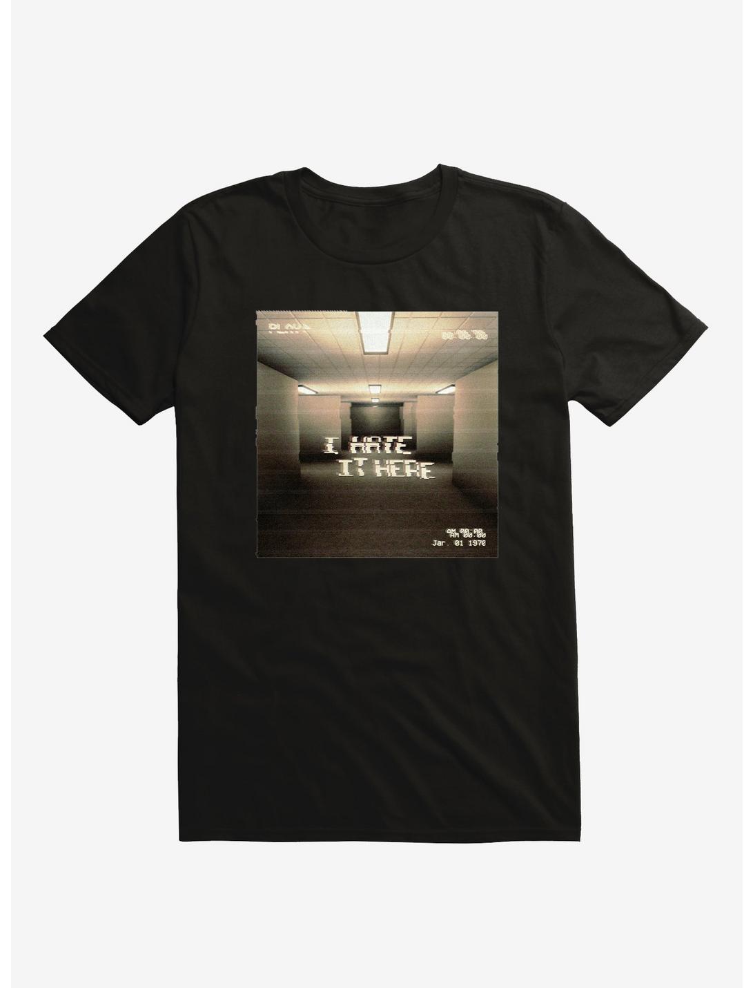 Liminal Space Hate It Here T-Shirt, BLACK, hi-res