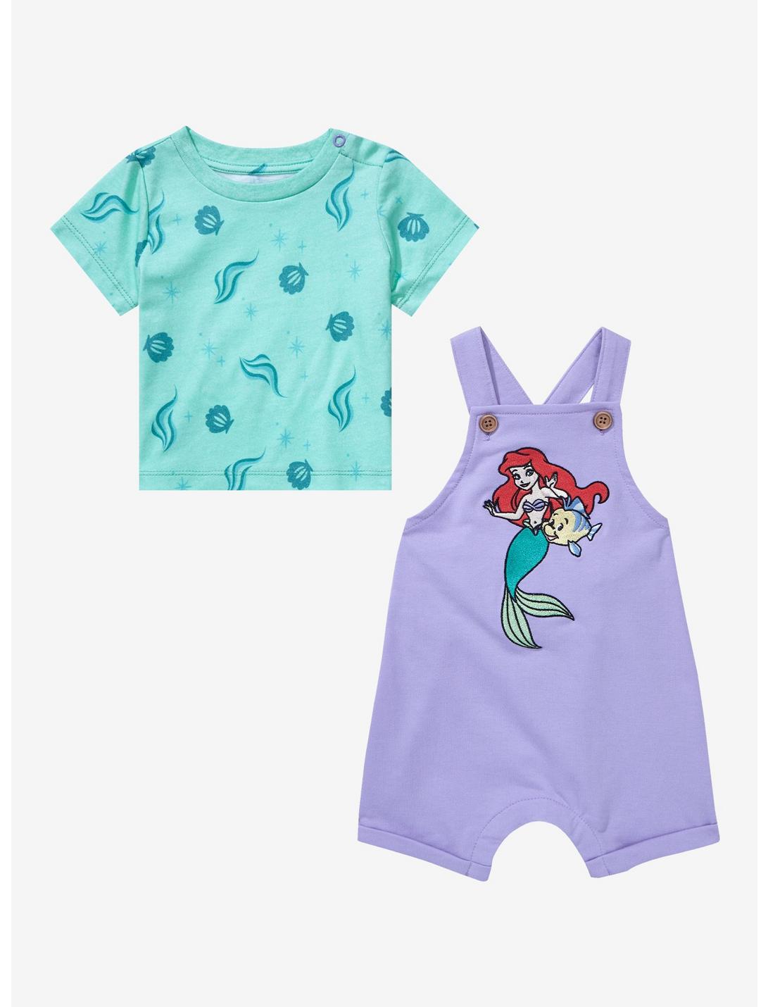 Disney The Little Mermaid Ariel & Flounder Infant Overall Set - BoxLunch Exclusive, LIGHT PURPLE, hi-res