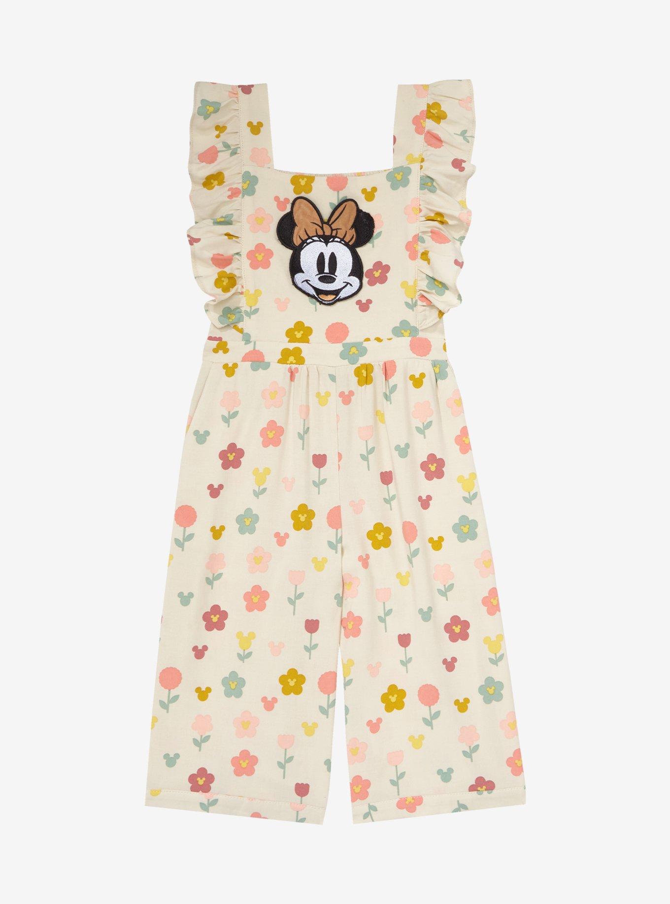 Disney Minnie Mouse Floral Toddler Ruffle Romper - BoxLunch Exclusive, OATMEAL, hi-res