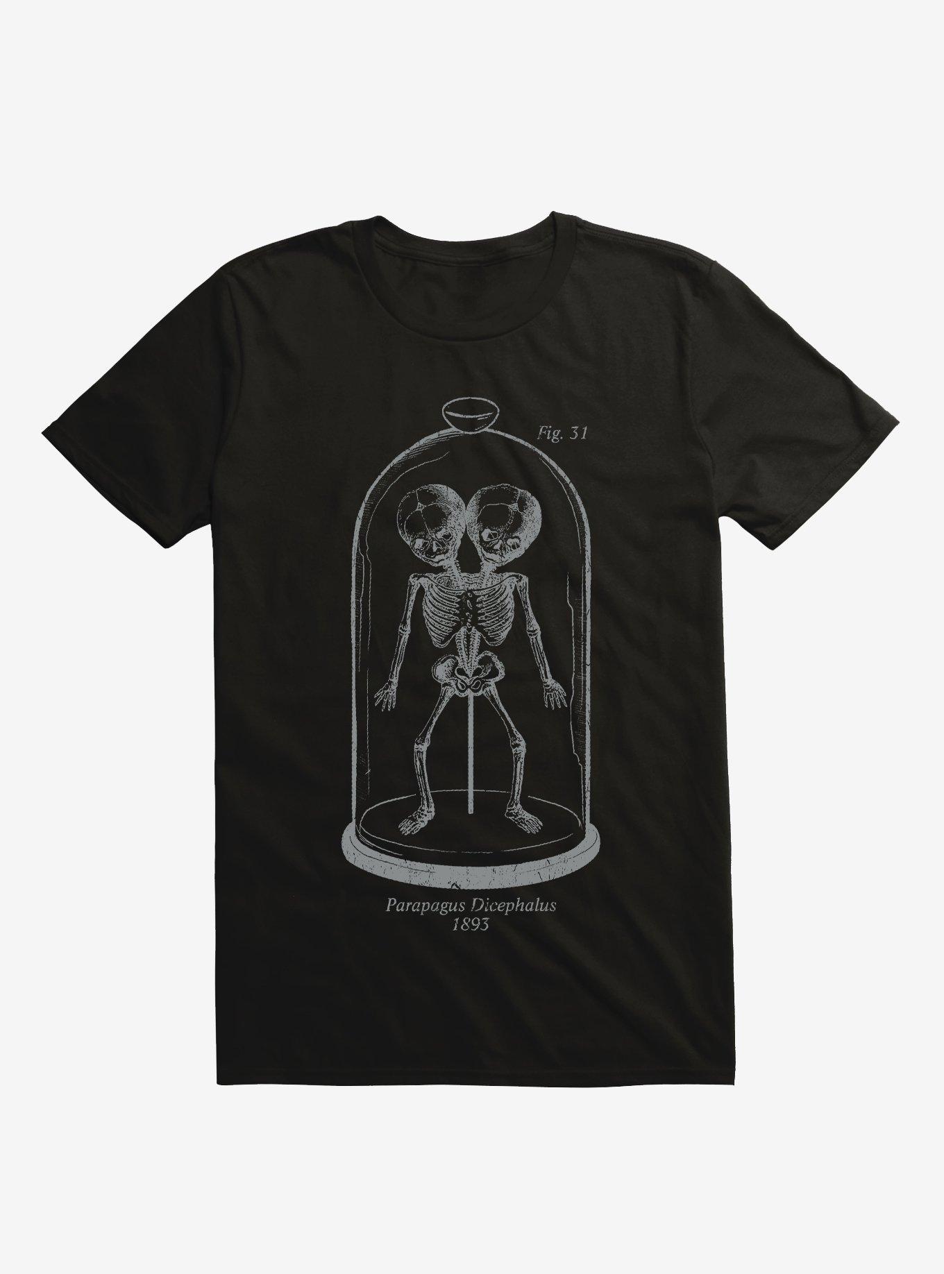 Two-Headed Skeleton T-Shirt, BLACK, hi-res