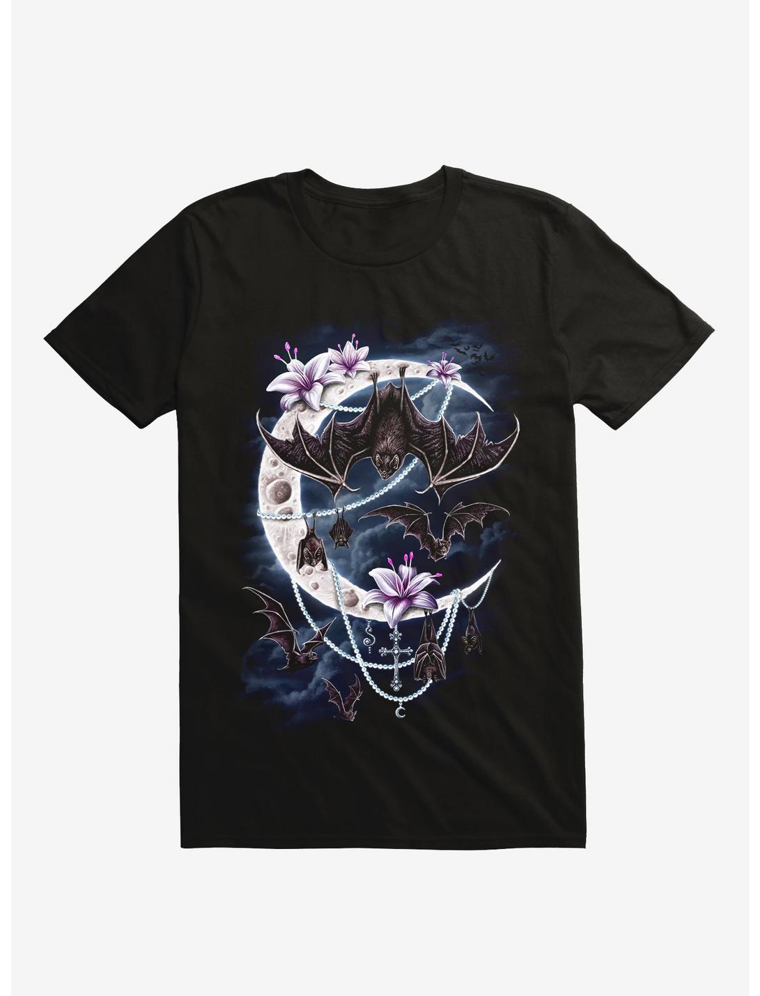 Bats Moon T-Shirt By Sara Richter, BLACK, hi-res