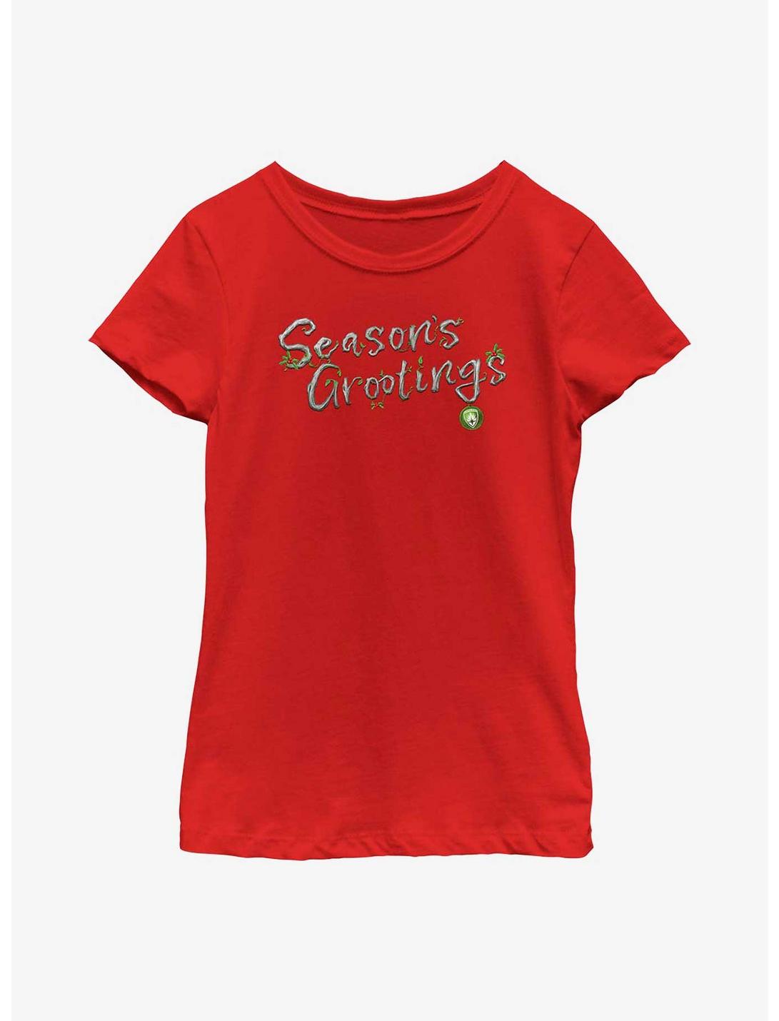 Marvel Guardians of the Galaxy Holiday Special Seasons Grootings Youth Girls T-Shirt, RED, hi-res
