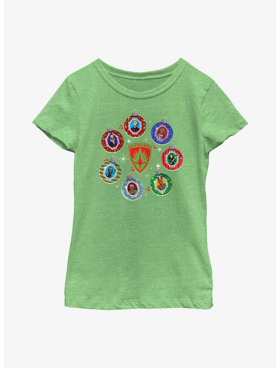 Marvel Guardians of the Galaxy Holiday Special Holiday Ornaments Youth Girls T-Shirt, GRN APPLE, hi-res