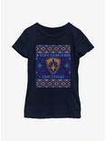 Marvel Guardians of the Galaxy Holiday Special Ugly Christmas Sweater Youth Girls T-Shirt, NAVY, hi-res